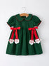 Girls Holiday Outfit – Santa Bow Green Christmas Dress